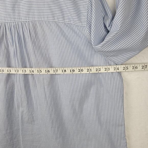 2X Tunic Boho Red Embroidery Pullover Top 3/4 Sleeve Blue White Stripe Casual - Picture 11 of 13